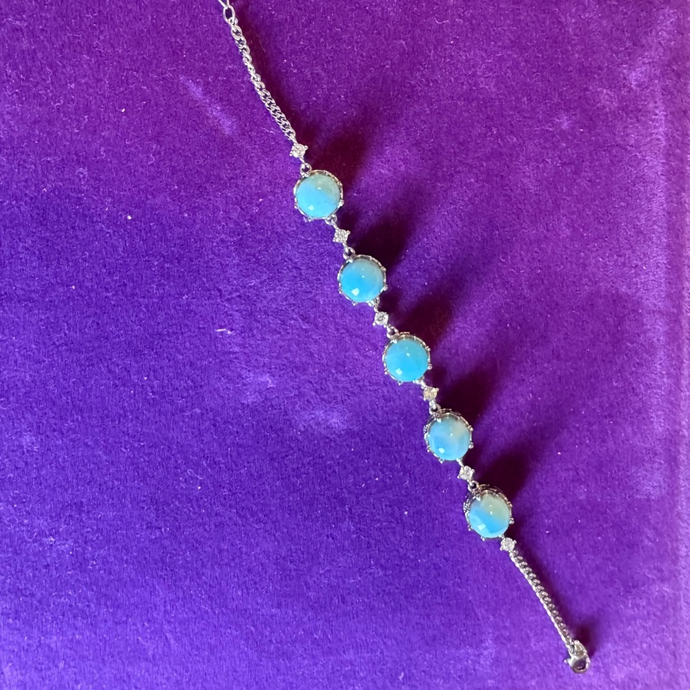 Larimar Chain Silver Bracelet - S925 Silver